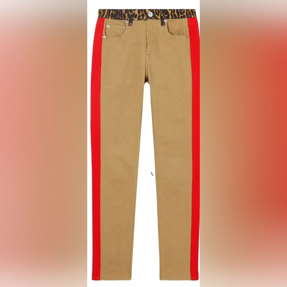 Burberry Khaki Pants with Red Stripes